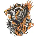 A phoenix rising from ashes symbolizing overcoming mental illness and becoming stronger tattoo design idea