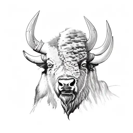 bison sketch tattoo design idea