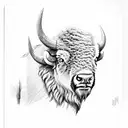 bison sketch tattoo design idea