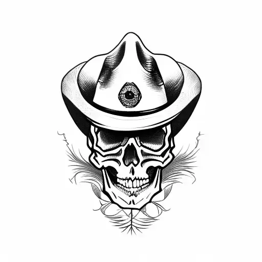 skull with a hat in dracula suit tattoo design idea