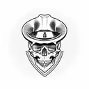 skull with a hat in dracula suit tattoo design idea