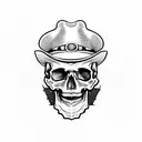 skull with a hat in dracula suit tattoo design idea