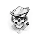 skull with hat tattoo design idea