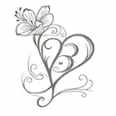 initial b with heart  tattoo design idea