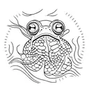 A frog leaping off a lily pad surrounded by swirling water tattoo design idea