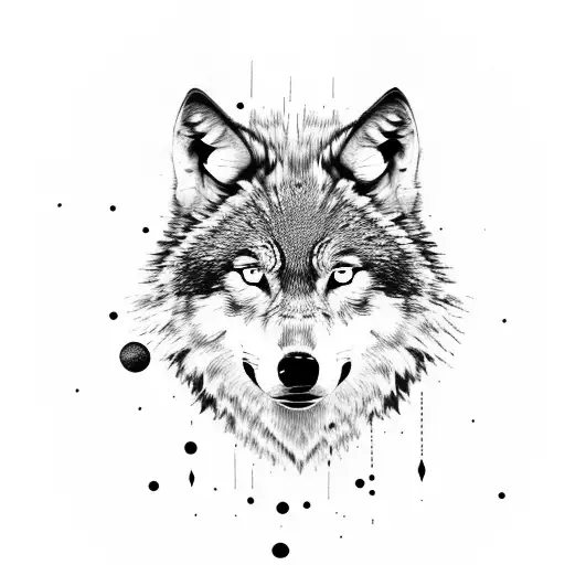 head of wolf with text "D'Alpha" tattoo design idea