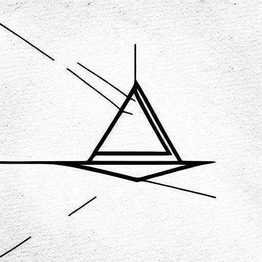 geometric overlapping triangle line tattoo design idea