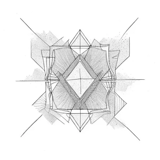 overlapping triangle narrow lines tattoo design idea