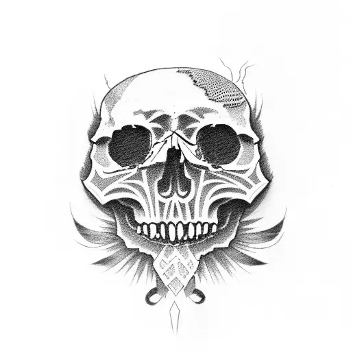 Skull, Raven, ghost band tattoo design idea