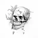 Skull, Raven, ghost band tattoo design idea