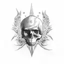 Skull, Raven, ghost band tattoo design idea