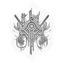 Intricate carpentry tools tattoo design idea