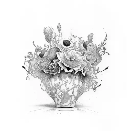 vase that was broken and now is fixed tattoo design idea