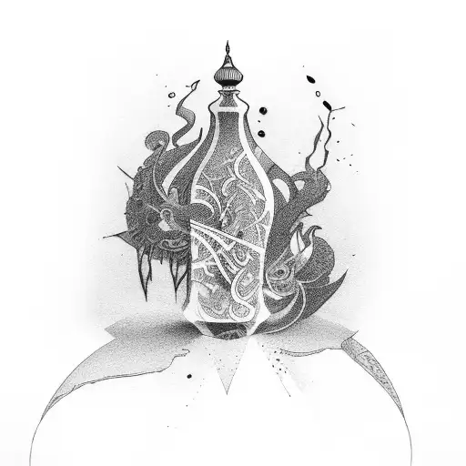 broken vase tattoo design idea