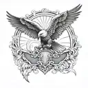 An eagle and an elephant half chest piece tattoo design idea