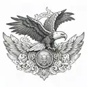 An eagle and an elephant half chest piece tattoo design idea