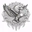 An eagle and an elephant half chest piece tattoo design idea