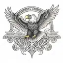 An eagle and an elephant half chest piece tattoo design idea