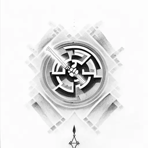 grey Jedi symbol with lightsaber in the middle tattoo design idea