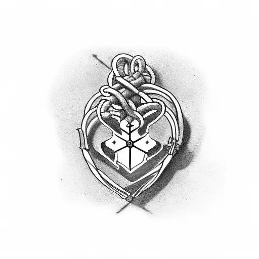 Cross Lifeline and Heart tattoo design idea