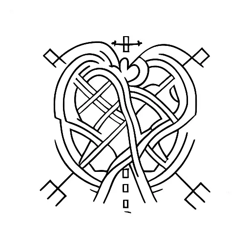 Cross Lifeline Heart tattoo design idea