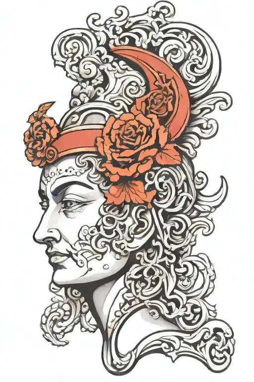 antique statue head tattoo design idea