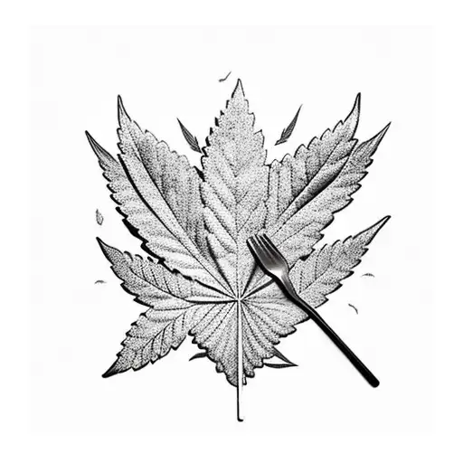 Weed leaf with man sitting inside tattoo design idea
