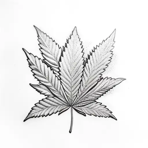 Weed leaf with man inside watering plants tattoo design idea