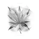 Weed leaf with man sitting inside tattoo design idea
