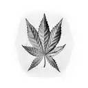 Weed leaf with man sitting inside tattoo design idea