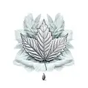 Weed leaf with man sitting inside tattoo design idea