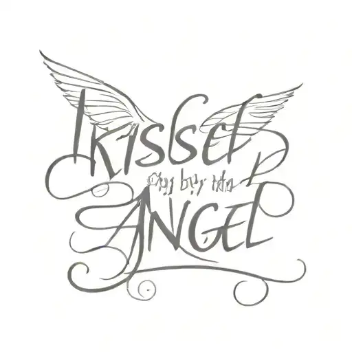 words "kissed by an Angel touched by the devil"  tattoo design idea