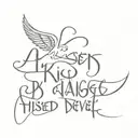 words "kissed by an Angel touched by the devil"  tattoo design idea