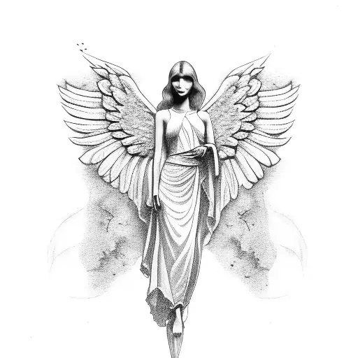 angel with money tattoo design idea