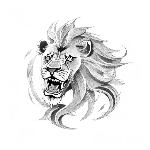 lion fighting dragon tattoo design idea