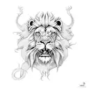 lion fighting dragon tattoo design idea