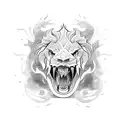 lion fighting dragon tattoo design idea