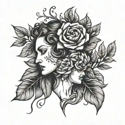 Hades and persephone minimal tattoo with 6 pomegeranate seeds  tattoo design idea