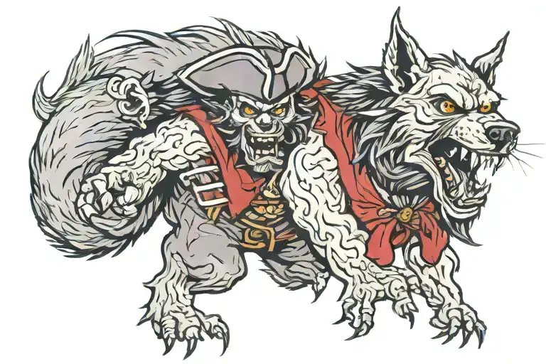 pirate werewolf tattoo design idea
