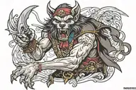 pirate werewolf tattoo design idea