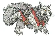 pirate werewolf tattoo design idea