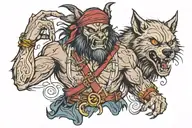 pirate werewolf tattoo design idea
