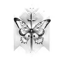 butterflies, mental health, cross, faith tattoo design idea
