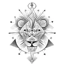 Lion with rose and compass tattoo design idea