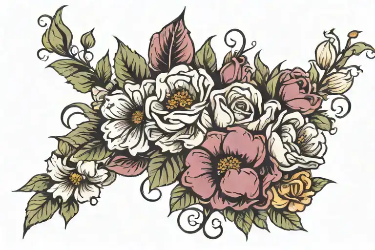 flowers wrapped, remember lots wife  tattoo design idea