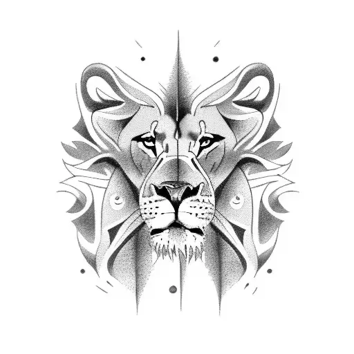 A tattoo of a lion wearing a firefighter's uniform standing on a sandy beach with crashing waves tattoo design idea