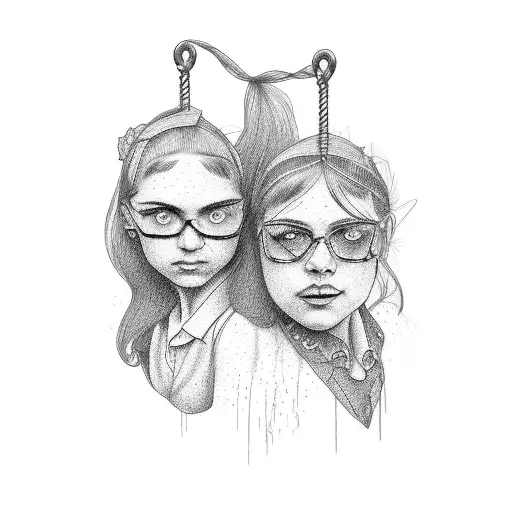 2 sisters 1 brother on a swing tattoo tattoo design idea
