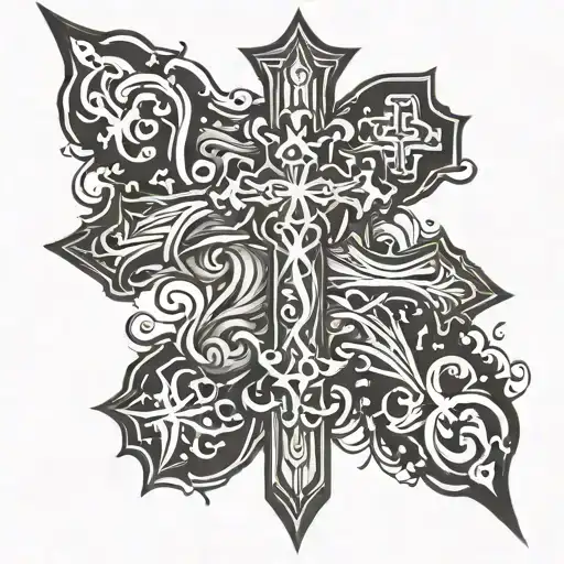 cross tattoo, bible verse written tattoo design idea