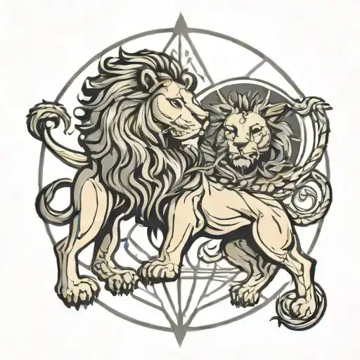 lion and jesus arriving at sky tattoo design idea