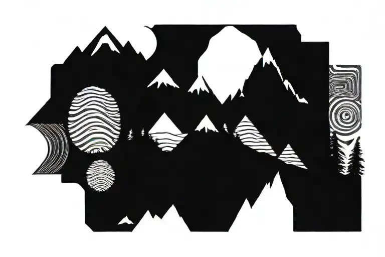 mountains rivers oceans panarama tattoo design idea